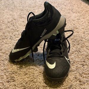 Nike Black Cleats with Mint and White Swoosh